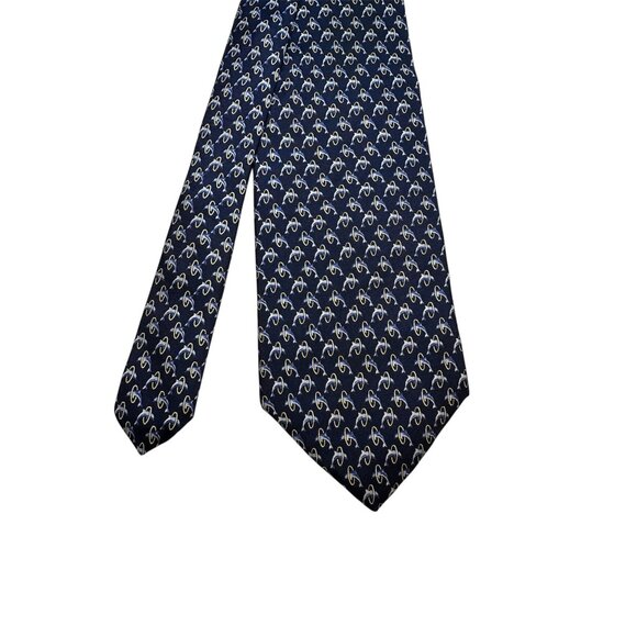 Brooks Brothers All Silk Navy Tie With Gold & White Pattern Made In USA - Picture 2 of 6